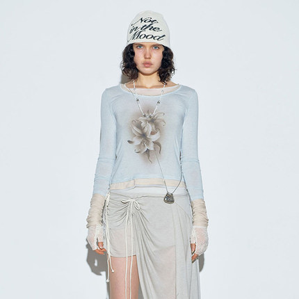 SCULPTOR金秋天多层堆堆袖长袖T恤女春季内搭上衣收腰显瘦打底衫