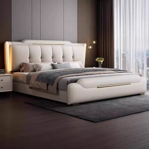 智能触控感应灯带真皮床政府补贴