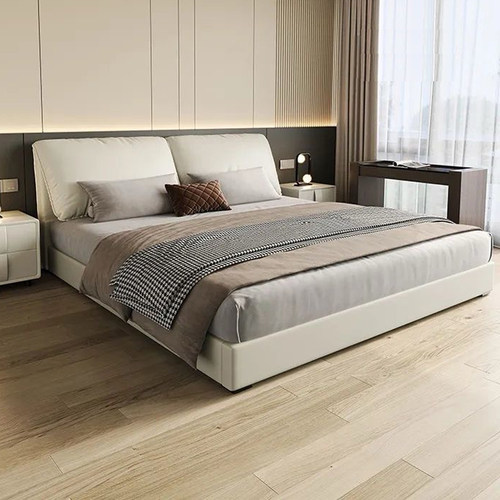 政府补贴奶油风大象耳朵皮艺床