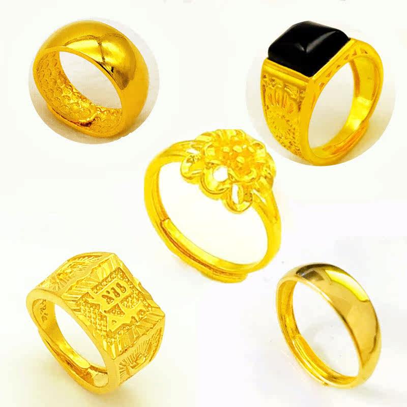 越南沙金活口结婚首饰潮男感色沙金镀指环男戒指真古法女士黄金