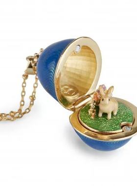 复活节彩蛋吊坠知更鸟兔子珐琅彩可打开项链个性礼物