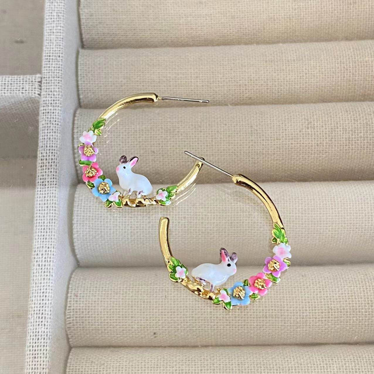 爱森林小兔子项链圆圈耳环