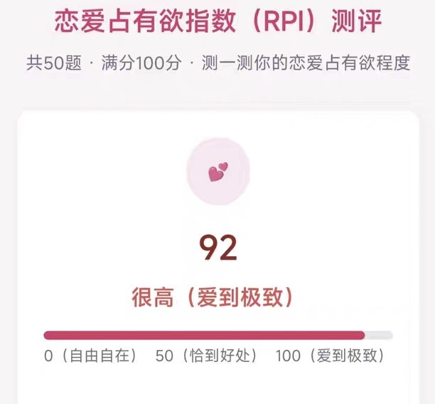 恋爱占有欲指数测试  拍下自动发测试地址