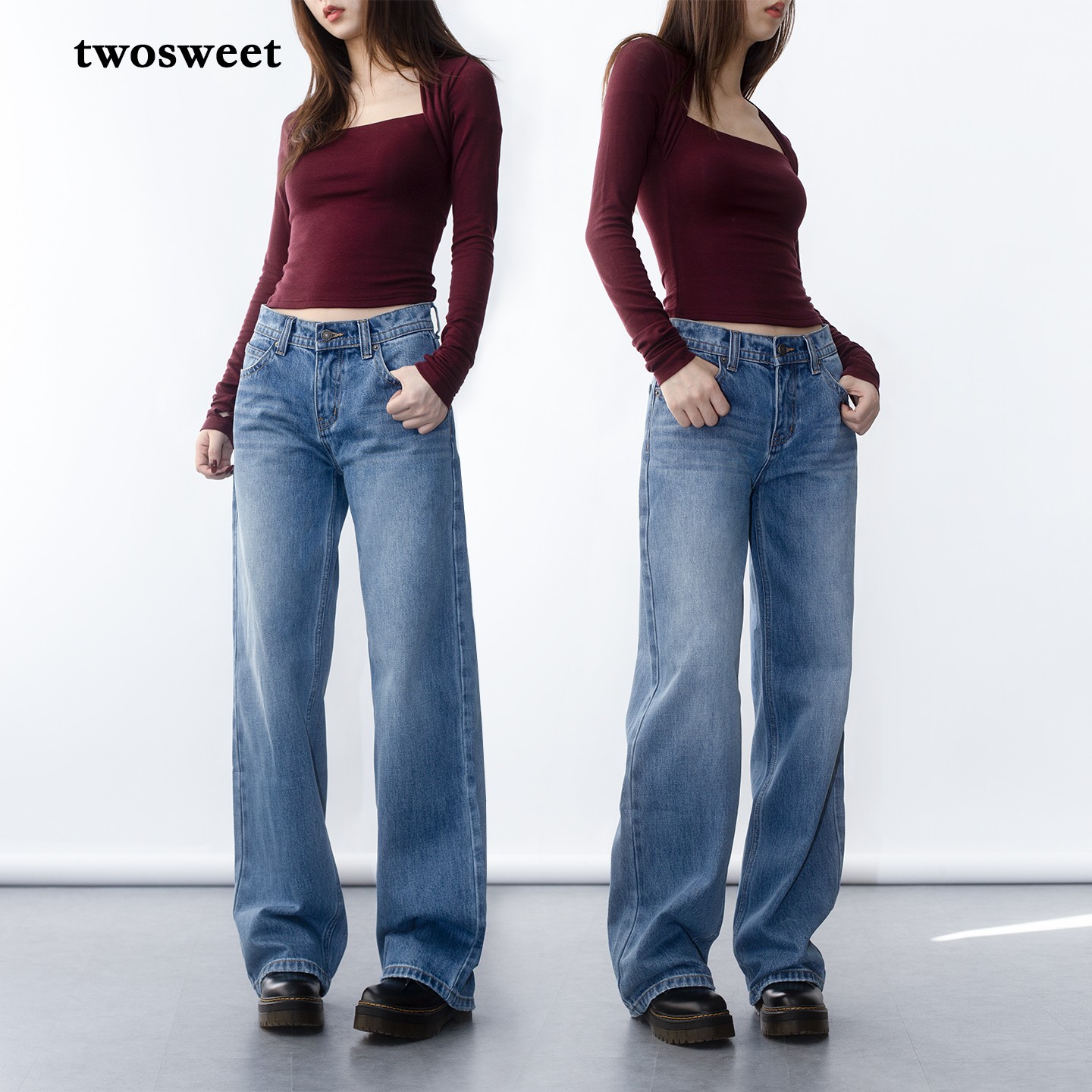 美式神髓/Baggy Dad中腰牛仔裤复古水洗100%棉挺括休闲直筒长裤女