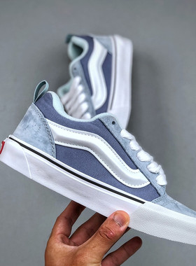 Knu Skool 面包鞋蓝灰色翻毛皮帆布拼接减震耐磨低帮板鞋男女鞋