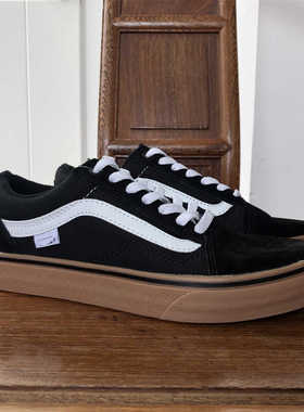 Ward 黑色生胶牛筋底黑武士全黑半月包头低帮休闲帆布鞋男鞋女鞋