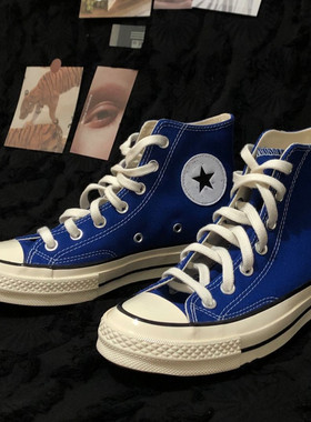 1970S 宝蓝色灰色米白奶茶圣诞红森林绿高帮帆布鞋男女鞋171566C