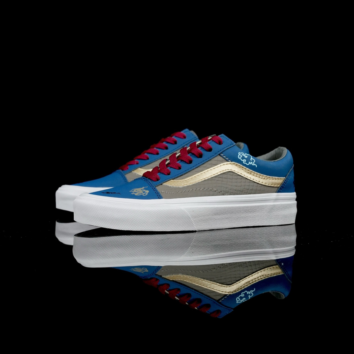 古米蓝黑低帮Old Skool 黑神话悟空祥云龙纹复板鞋帆布鞋男女鞋