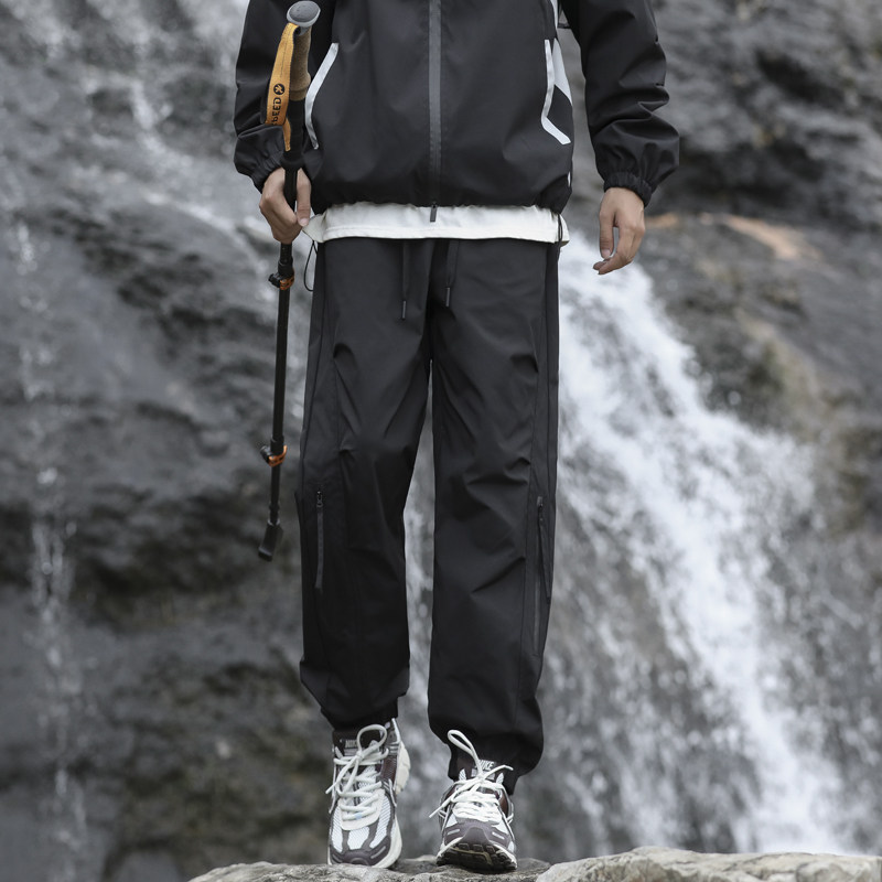 户外休闲裤男束脚直筒裤防风防水裤青年男友个性港风跑步运动裤潮
