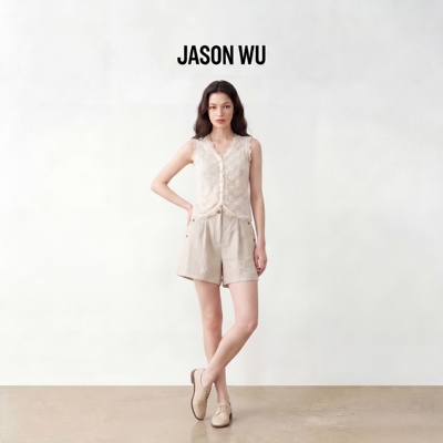 JASON WU-J系列100%汉麻时尚钉珠设计感原麻短裤休闲裤女夏季新款