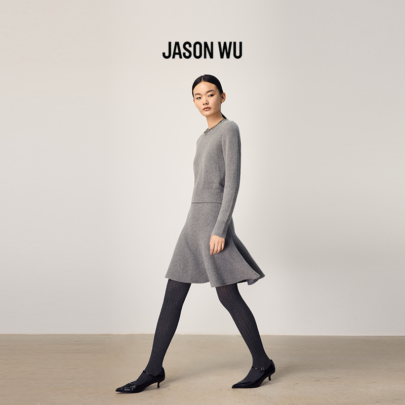 JASON WU2025秋冬新款时尚气质简约修身肌理感鱼尾迷你裙半身裙女