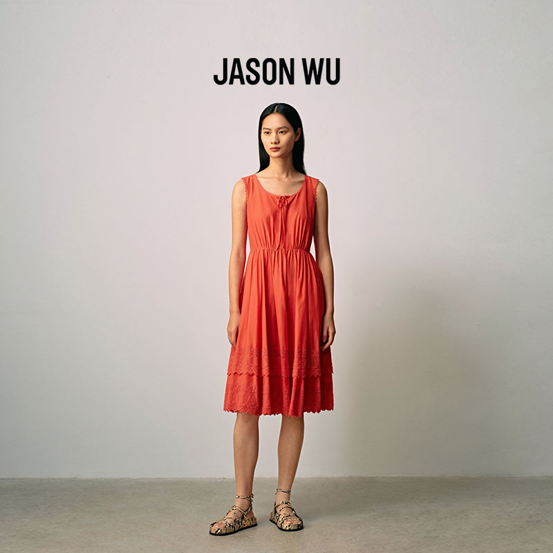 Jasonwu通勤拼接蕾丝系带