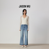 毛边渐变色休闲百搭裤 JASON 子 新款 简约微喇阔腿牛仔裤 25秋季