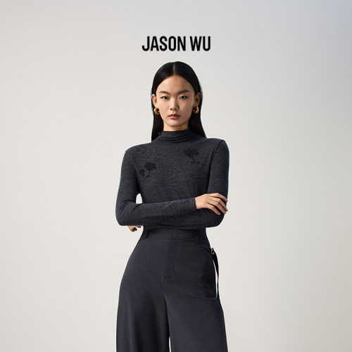 【绵羊毛】JASON WU春夏新款高档立体花卉简约优雅打底针织衫