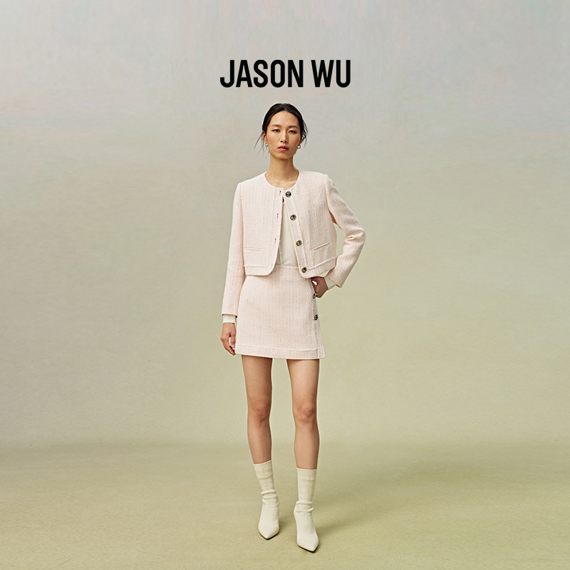 JASON WU 春夏新款小香风粗花呢修身休闲百搭裙子短裙半身裙