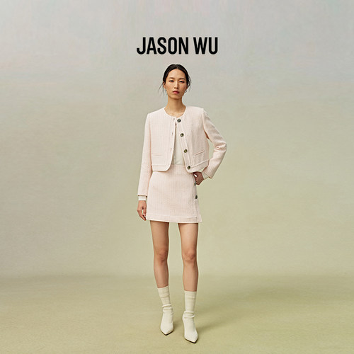 JASON WU 春夏新款小香风粗花呢修身休闲百搭裙子短裙半身裙