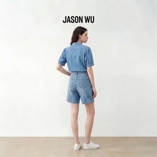 JASON WU-J系列棉感猫须设计牛仔短裤夏季新