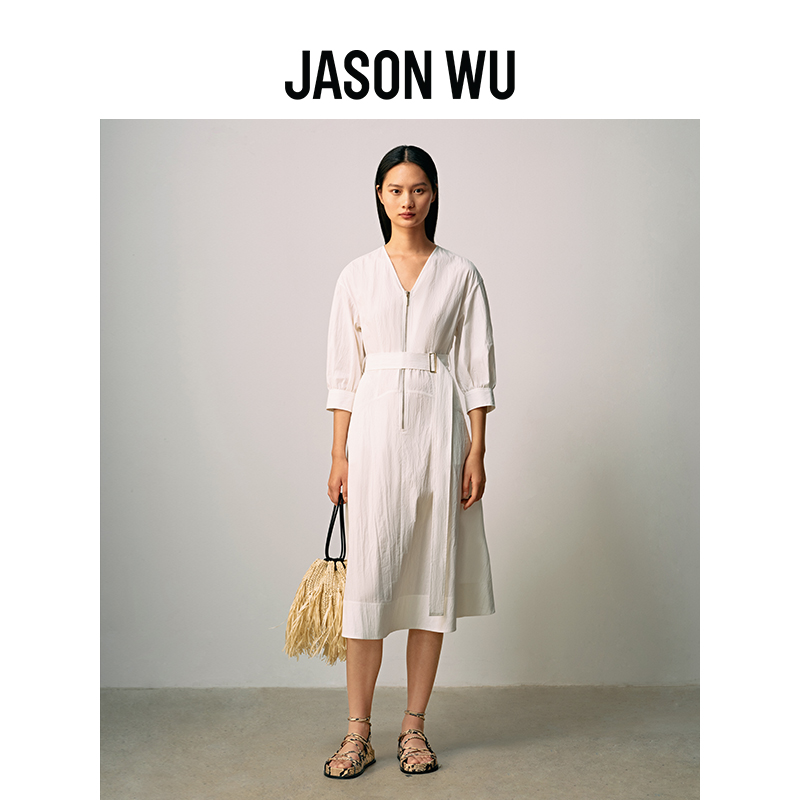 【新品推荐】JASON WU 24年新款v领拉链修身通勤裙子长裙连衣裙