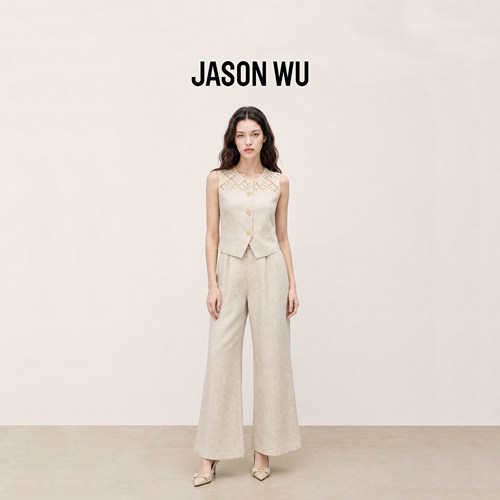JASON WU-J系列蕾丝镂空拼接马甲休闲裤套装