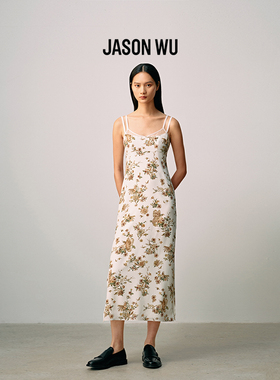 【三醋酯】JASON WU 秋季新款修身印花度假风吊带连衣裙裙子长裙