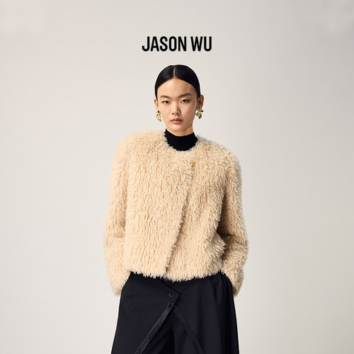 JASON WU新款环保皮草时尚气质高档洋气气质廓形短款外套