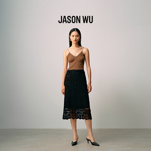JASON WU 新款高档精致优雅水溶花朵蕾丝半裙裙子A字裙