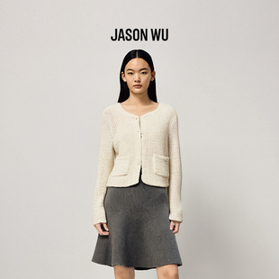JASON 圆领针织开衫 手钩工艺设计感高级小香风针织衫 WU新款