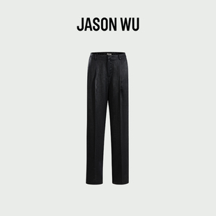 微显瘦修身 JASON 新款 女 皱缎面醋纤简约通勤百搭休闲裤