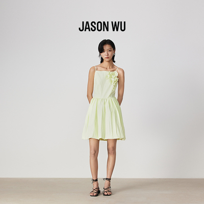 【花苞裙】JASON WU25新款度假山茶花立体盘花吊带连衣裙短裙