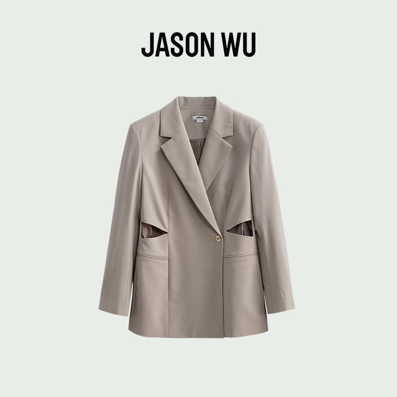 JASON WU 秋冬新款通勤休闲宽松简约镂空收腰微弹上衣外套西装女