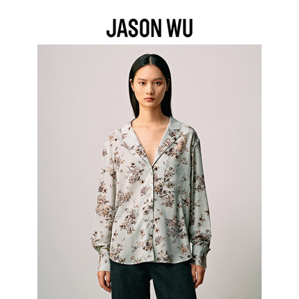 【桑蚕丝】JASON WU25年秋季新款真丝童话精致印花睡衣式上衣衬衫