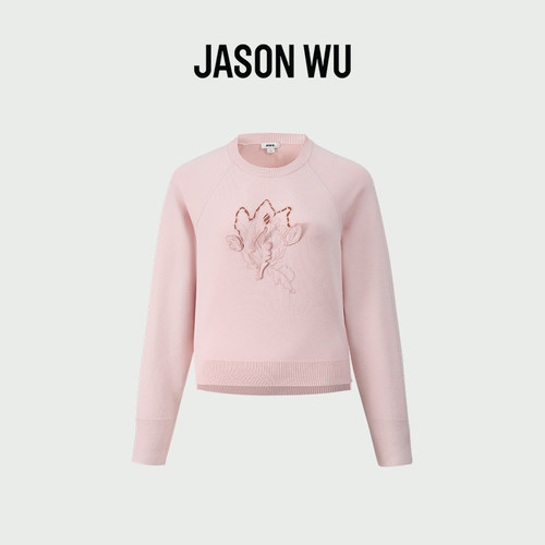 JASON WU2026年春季新款圆领刺绣毛织套头衫女士圆领绣花毛衫毛衣