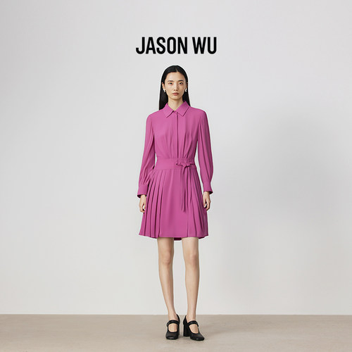Jasonwu衬衫裙压褶拼接