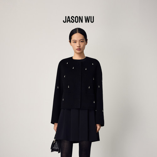 【绵羊毛】JASON WU新款直筒时髦钉钻小香风短外套上衣女