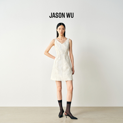JASON WU 2026年春季新款解构V领无袖连衣裙女士修身收腰短裙