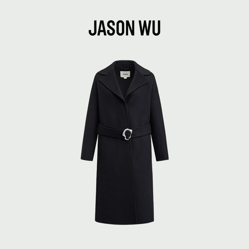 JASON WU商场同款羊绒羊毛双面呢落肩袖大衣直筒型毛呢外套
