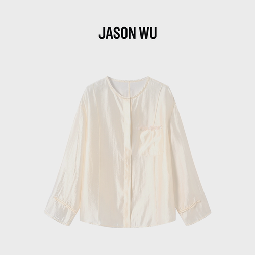 JASON WU-J系列森系文艺风柔光圆领衬衫个性