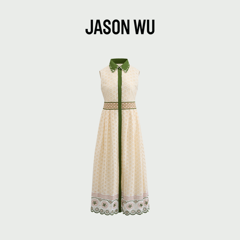 Jasonwu通勤镂空刺绣撞色
