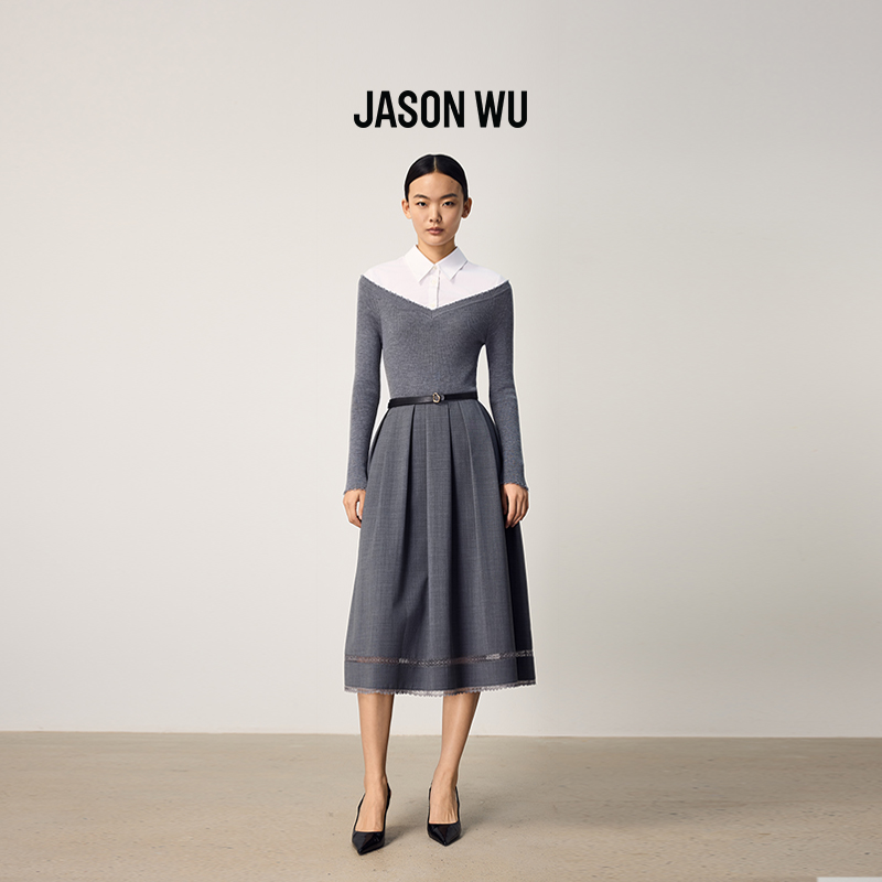 JASONWU蕾丝拼接半身裙