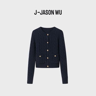 时尚 J系列小香风外套温柔学院风麻花针织开衫 圆领毛衣 JASON
