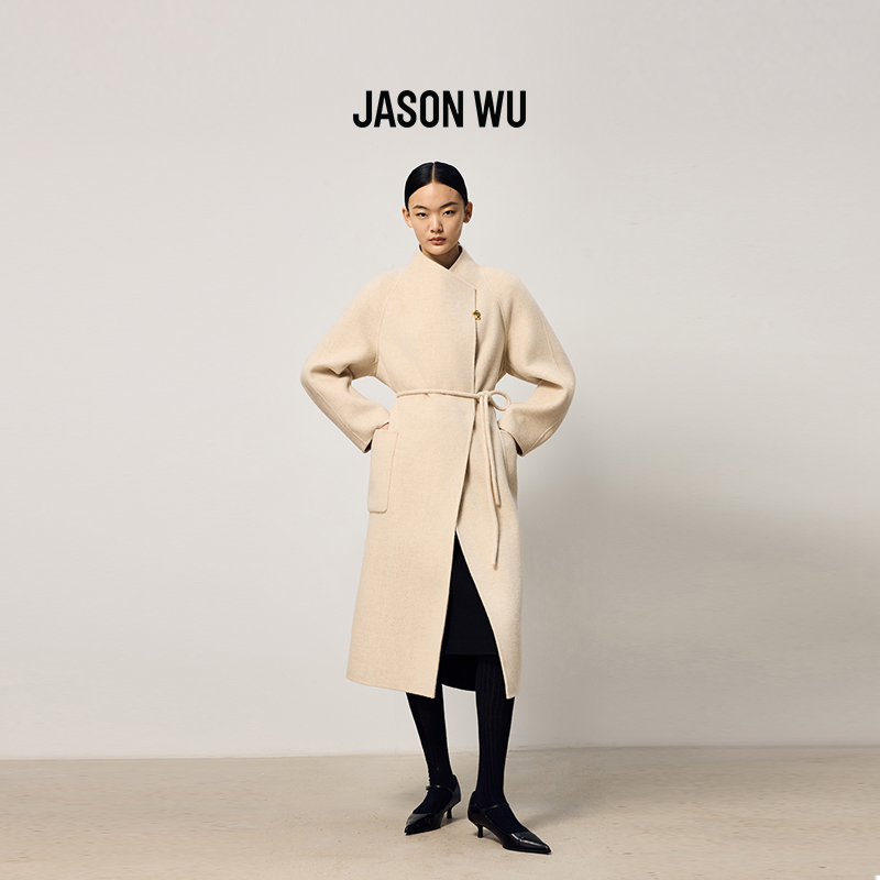 【绵羊毛】JASON WU2025秋冬新款纯色简约设计感双面呢大衣外套女