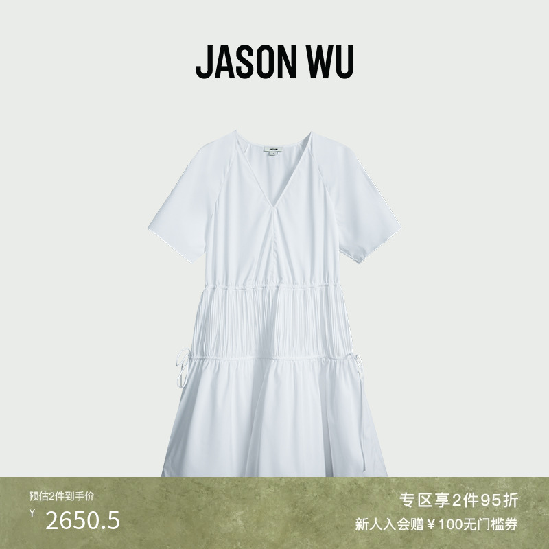 专柜v领收腰压褶jasonwu