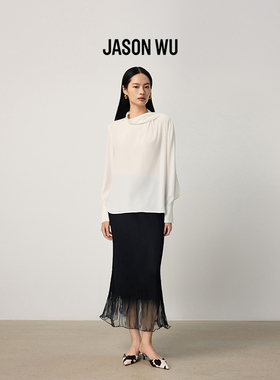 JASON WU 秋季新款百搭设计感显高优雅荷叶边裙子半身裙鱼尾裙