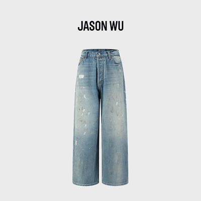 JASON WU-J系列潮流舒适高街阔腿百搭多巴胺休闲高腰牛仔裤女款