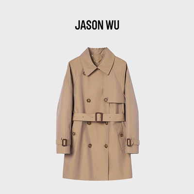 JASON WU-J系列春季高级英伦风短款时尚双排小个子风衣中长款外套