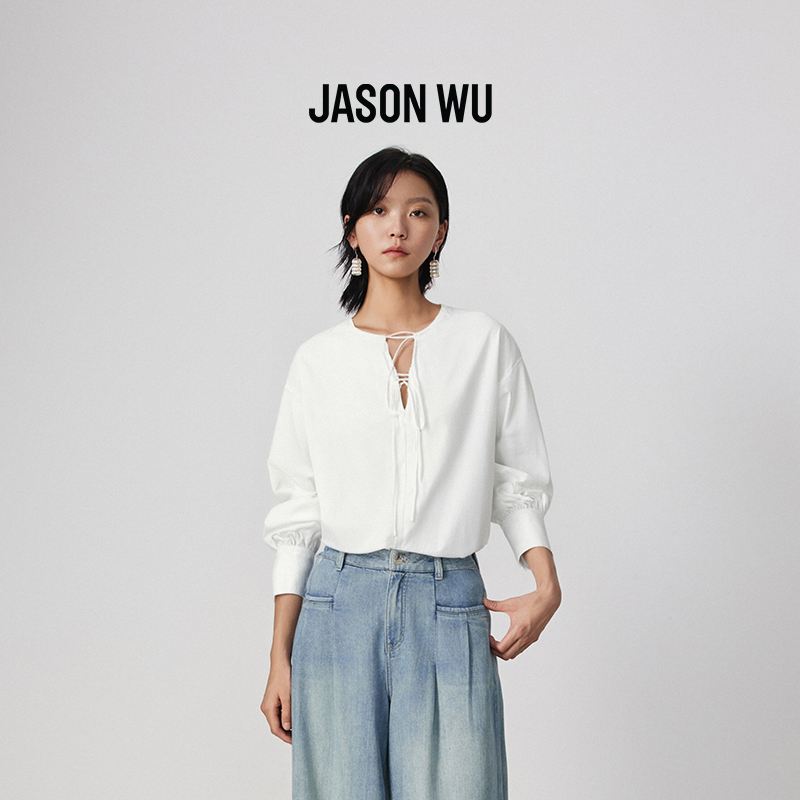 长袖衬衫jasonwu圆领系带