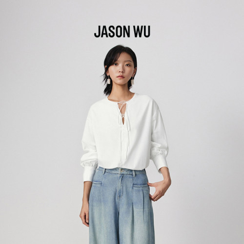 长袖衬衫jasonwu圆领系带