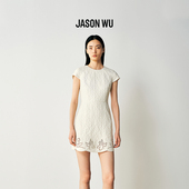 圆领修身 JASON 镂空绣花连衣裙女士短袖 新款 型百搭裙 WU2026年春季