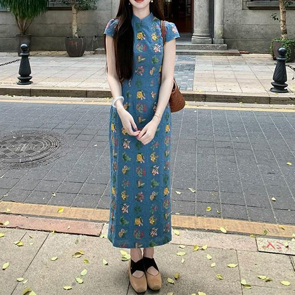 2025【花朝】国风新中式藏肉显瘦优雅长裙气质温婉高级旗袍连衣裙