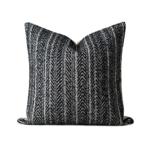 芬允【侘寂风】系列黑色羊毛棉麻客厅沙发抱枕民宿展厅搭配腰靠枕